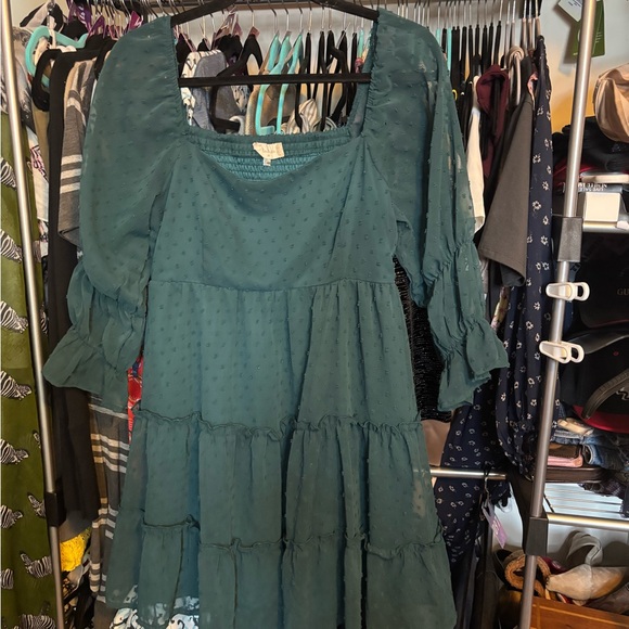 Altar'd State Dresses & Skirts - Altar'd State Teal Textured Long Sleeve Dress